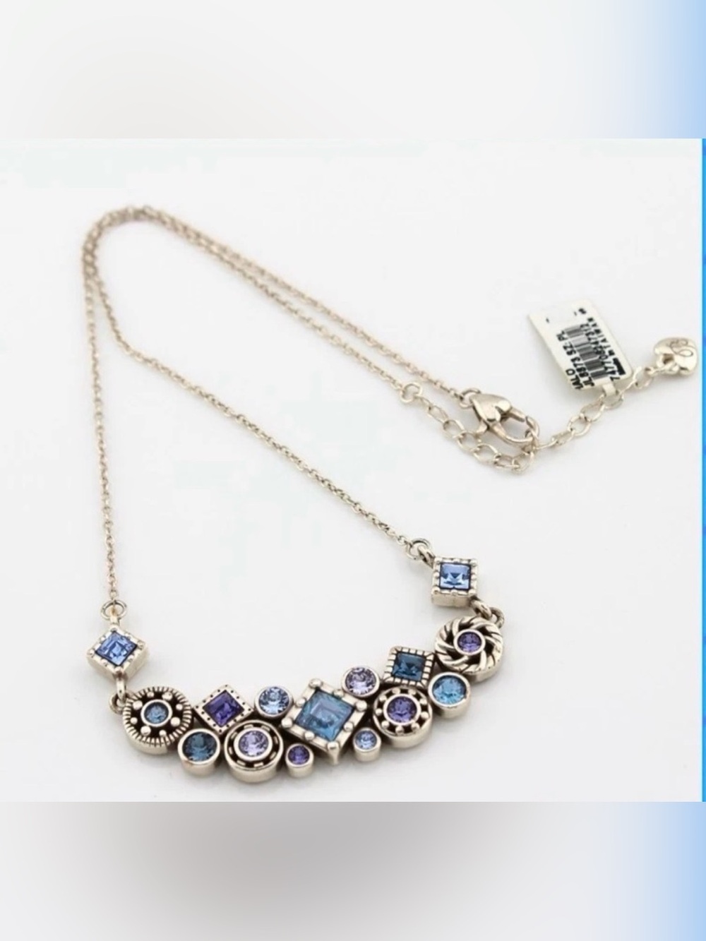 🩵VERY RARE BRIGHTON HALO AURORA Necklace 💜 TANZANITE SWAROVSKI CRYSTAL RETIRED